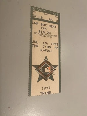 Cal RIPKEN Ticket 7-15-93 Breaks All Time HR Record for Shortstop / Ernie Banks - Image 1 of 2