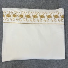 Vtg WAMSUTTA Superlin Standard Twin Flat Sheet No Iron 70s USA Gold White