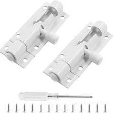 Biaungdo 2 Pcs Slide Bolt Latch Lock, 2 Inch Barrel Door Security White 