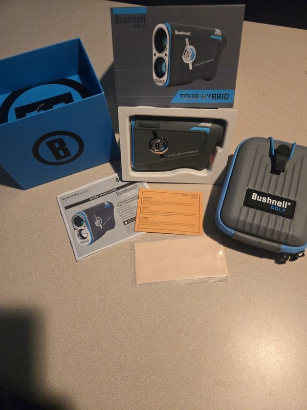 Bushnell Tour Hybrid Golf Rangefinder Black Blue Gray with Case & Accessories