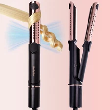ELLA BELLA Hair Straightener and Air Curler 2 in 1 Titanium Flat Iron Curling Ir