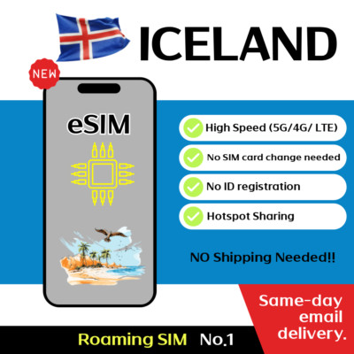 Iceland + Europe 33Countries Travel eSIM - 3 to 10 Days - Unlimited, 5G