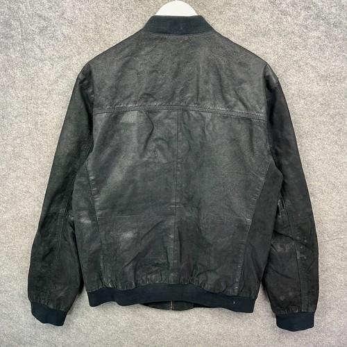 Levis Jacket Mens Large Black 100% Goat Leather Bomber Biker Coat Motorcycle - Picture 7 of 10