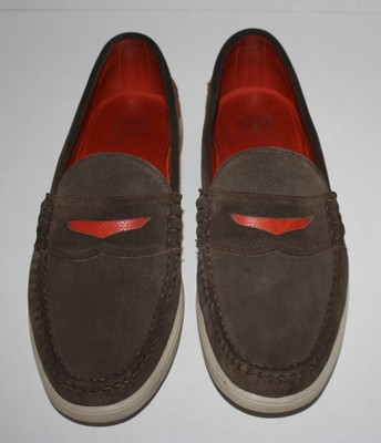 Allen Edmonds Navy Pier Green Orange Suede Loafers‎ Shoes Mens Size 9 Rare Navy suede loafers for men main image 4