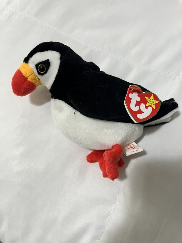“PUFFER” TY BEANIE BABY PUFFIN BIRD, NO ERROR, PE PELLETS - EXCELLENT CONDITION!