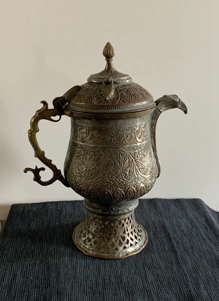 Large Northern India Kashmir Mughal Copper Tea Urn Samovar 19th C