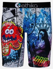 Ethika DRIP DOWN Graffiti Camera Lady w/ Crown Colorful Long Boxer Briefs Mn's