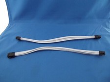 2x 12" White Customization Sleeved Extension Power Supply Cables GPU PC Braided