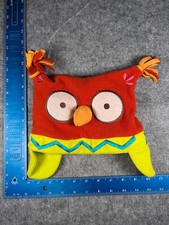 Creatology Owl Beanie Toque Youth Toddler OS Orange Polyester Ear Flaps Poms