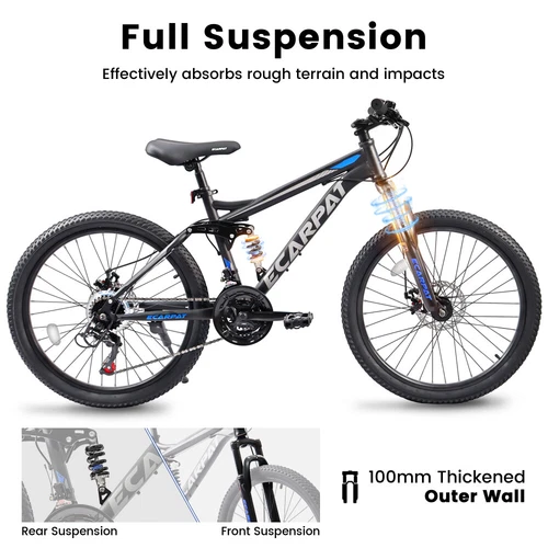 Mountain Bike Full Suspension 21-Speeds Men Women Sport Bicycles 24/26/27.5 Inch - Picture 7 of 38