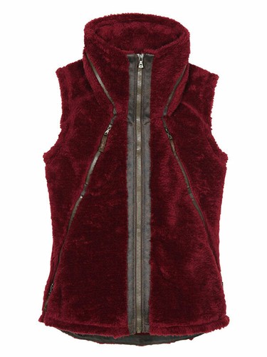 KUHL Flight PILE FLEECE Faux Fur VEST Jacket PACKABLE HOOD Zip WOMEN size MEDIUM - Picture 3 of 9