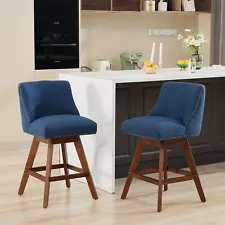 Set of 2 Swivel Bar Stools Upholstered Bar Chairs Counter Height Dining Chairs