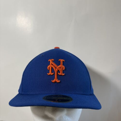 New Era 59FIFTY New York Mets Blue MLB Low Profile Fitted Hat NEW 7 1/2
