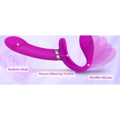 Strapless Strap On Dildo G-spot Vibrator Double Ended Vibrating Lesbian Sex  Toys | eBay
