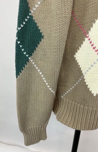 Maglione vintage anni 90 LORD & TAYLOR Argyle L beige tono gioiello golf nonno DIFETTI - Foto 14 di 19