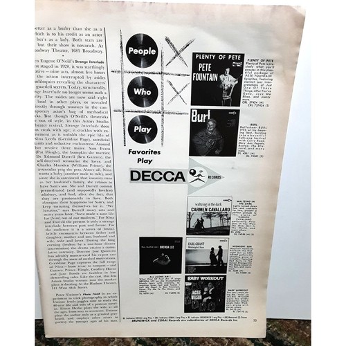 1963 Decca Records Print Ad Jackie Wilson Brenda Lee Original