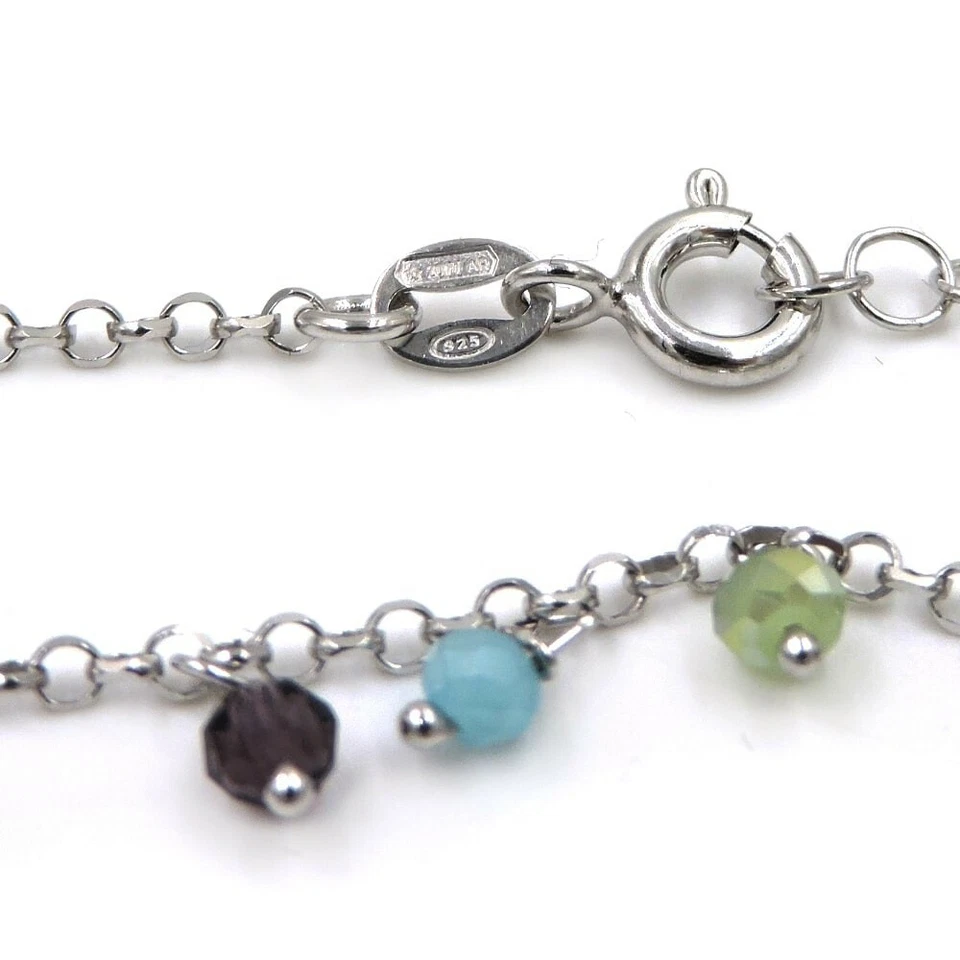 Collana in Argento 925 con Zirconi Pendenti di Vari Colori - Immagine 4 di 4