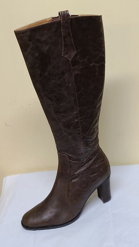 Karina Distress kniehohe braune Lederstiefel, Gr. 9 M - Bild 1 von 11