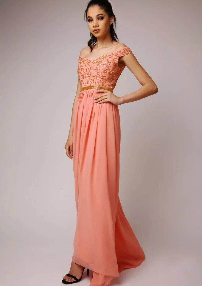 Virgos Lounge Hombro Descubierto Vestido Largo UK14 EUR42 US10 - Imagen 4 de 4