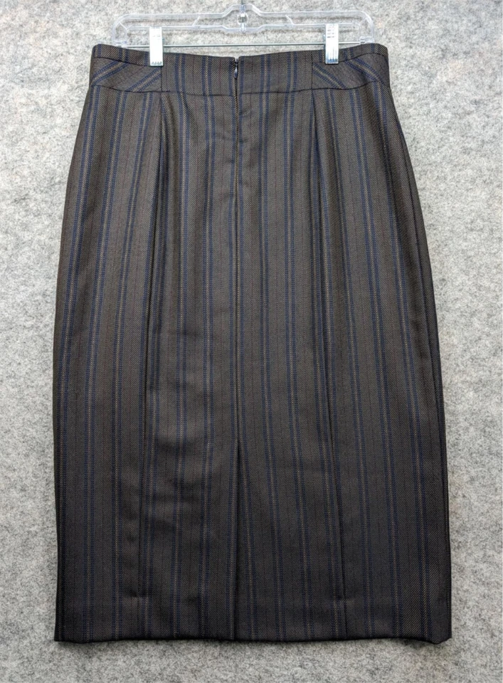 Falda Pendleton Mujer 10 Marrón Rayas Sarga Lana Hasta la Rodilla Recta y Lápiz Foto 2 de 4