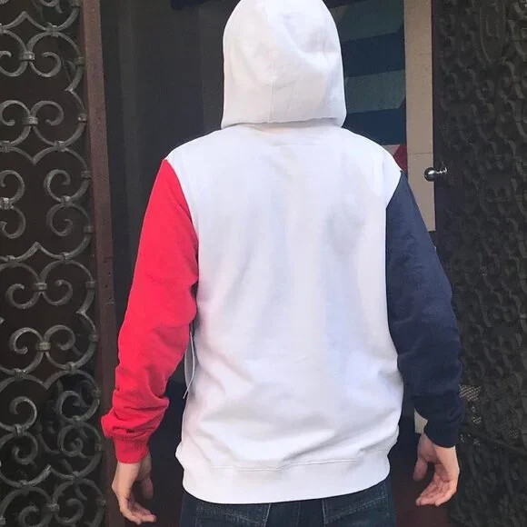 Felpa con cappuccio pullover uomo Fila bianco rosso navy