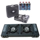 Single/Double Portable Gas Stove Camping Fishing BBQ Outdoor Garden Cooker