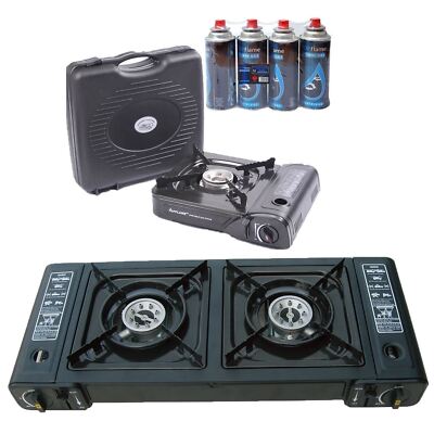 Tragbarer Einzel/Doppel Gaskocher Camping Angeln BBQ Outdoor Garten Kocher