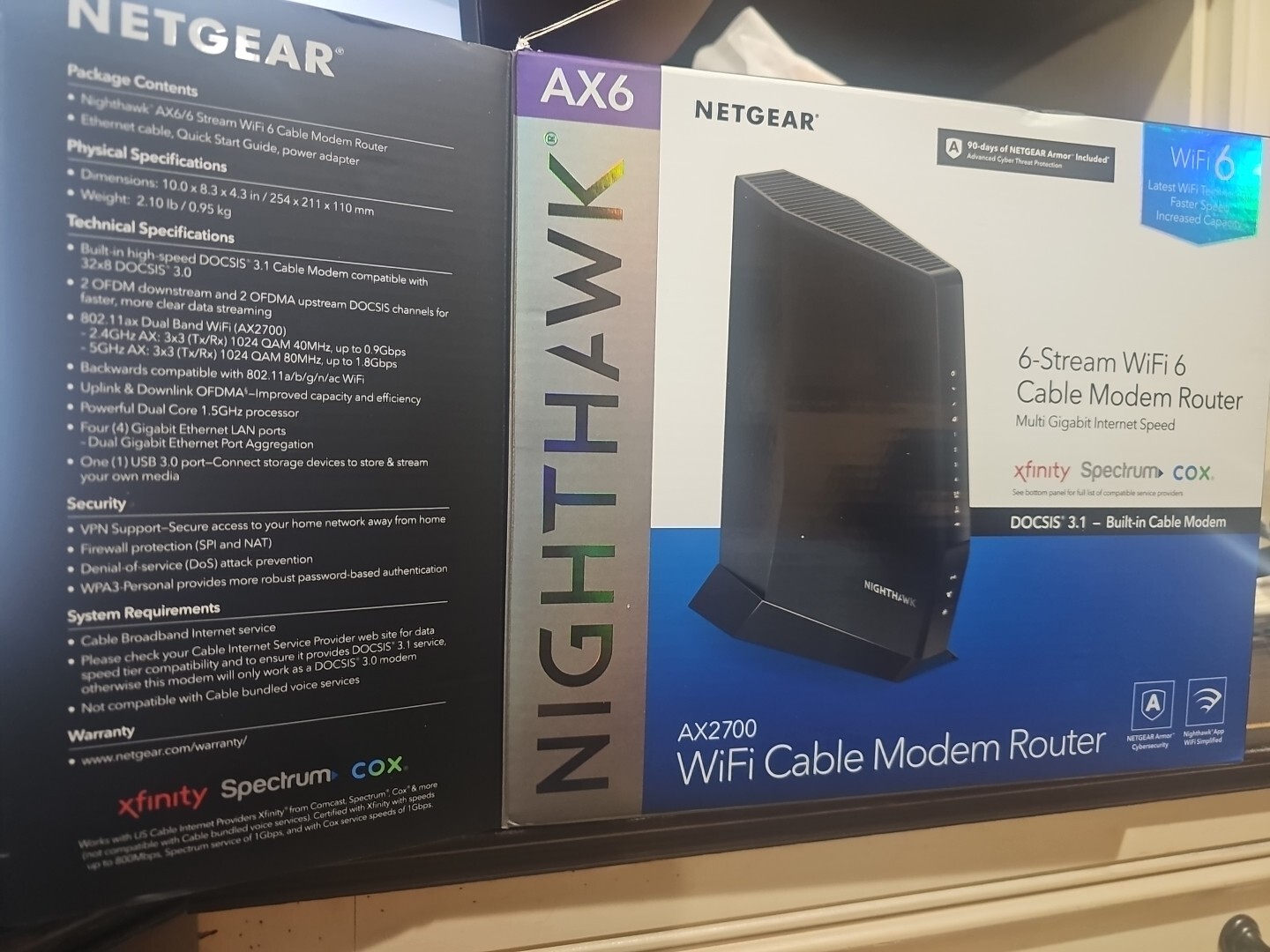 NETGEAR Nighthawk AX6 6-Stream WiFi 6 Cable Modem Router (CAX30-100NAS ...