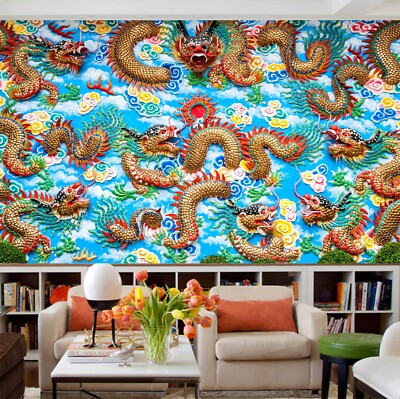 Fond décran mural 3D Cloud officiel Dragon ZHUB767 amovible auto-adhésif Amy