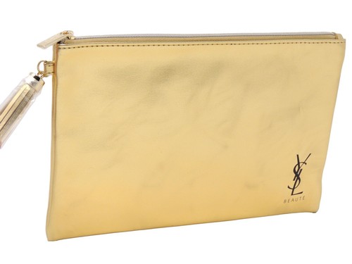 YSL YVES SAINT LAURENT BEAUTE FLAT POUCH GOLD MAKE UP KOSMETIKTASCHE CLUTCH GELDBÖRSE - Bild 1 von 3