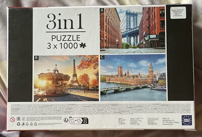 TREFL 3 X 1000 Piece Jigsaws 3 In 1 Puzzle Box : New York, Paris