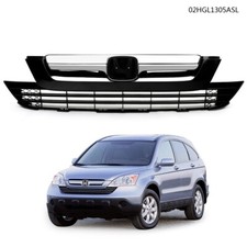 Fit For Honda Crv Cr-v 2007-2009 Upper Lower Grill Chrome Front Bumper Grill