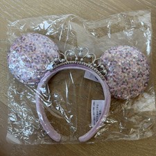 Disney Parks Sequin Tiara Crown Minnie Mouse Ears Headband Bow 2022 - NEW