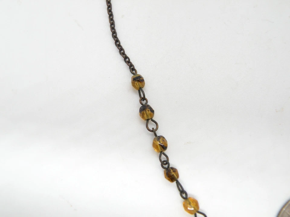 Collar Gargantilla Colgante Tono Dorado Cuentas Marrón Gota Y Firmado Robert Rose Foto 2 de 4