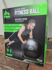 RBX Fitness Ball with Anti-Burst Design for Balance & Core Fitness, 55cm w/ Pump