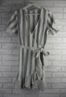 Tigerlily womens wrap derss 8 blue white stripe cotton short sleeve boho