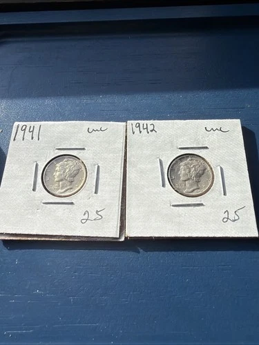 1941 & 42 Mercury Dimes Uncirculated