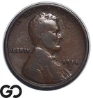 1914-D Lincoln Cent Wheat Penny Key Date VF Denver Mint Copper