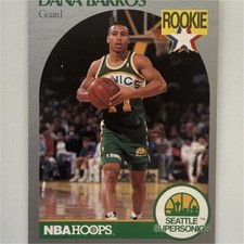 NBA Hoops 1990-91 Dana Barros #274 Seattle Supersonics Rookie Base Set Card