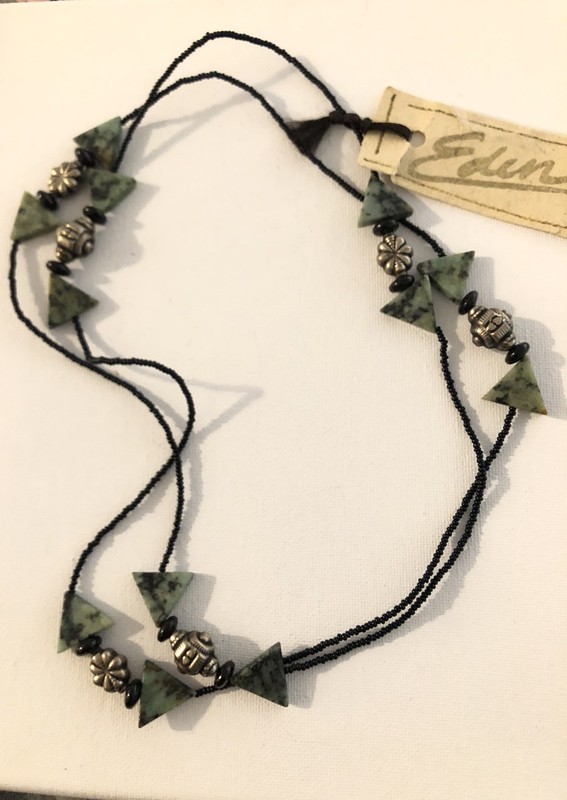 Eden Black Jade African Turquoise Silver Necklace