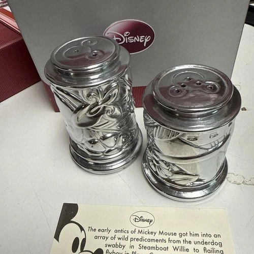 Disney Mickey Mouse Flora Salt And Peoper Shakers Metal