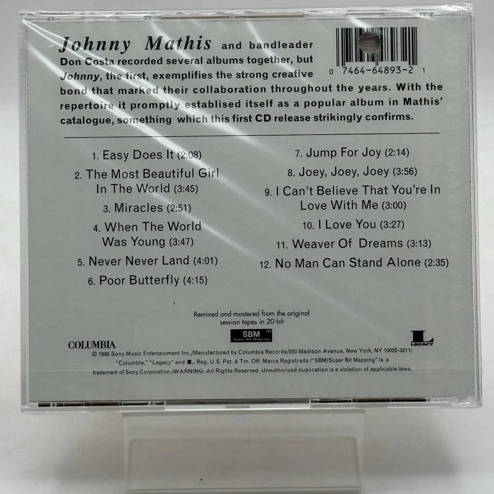 Johnny - Johnny Mathis (CD, 1996) BRAND NEW/SEALED/UPC PUNCH OUT Remaster 40th - Image 2 of 2