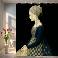 Elegant Blue and Gold Shower Curtain for Modern Bathroom Decor