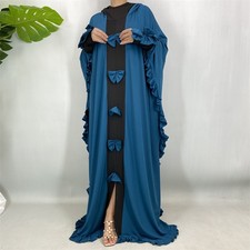 Islam Women Djellaba Hooded Batwing Sleeve Robe Kaftan Gown Bow Abayas Dress