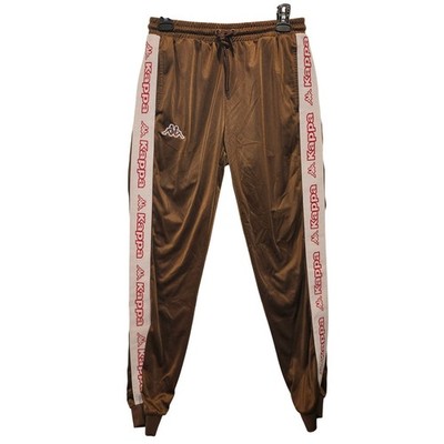 Kappa Banda Astoria Track Pants Brown White Logo Tape Joggers Mens Small