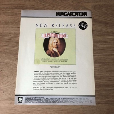 GRAM58 ZEITSCHRIFTENWERBUNG 11X8 MCGEGAN: HANDEL'S IL PASTOR FIDO