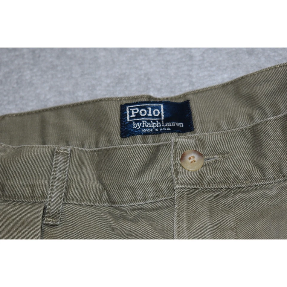 Pantalones Cortos Polo Ralph Lauren De Colección Para Hombre Talla 35 Chinos Hechos en EE. UU. Plisados Entrepierna de 6" Foto 3 de 4