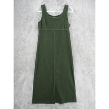 Vintage Talbots Dress Womens 6 Petites Maxi Modest Pinafore Sueded Fabric Green