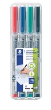 Staedtler Lumocolor Non-Permanent Medium Tip Marker 4 Colors Red Blue