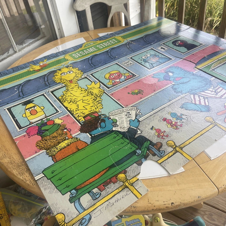 Sesame Street Playskool Giant Puzzle All Aboard 9 Sq Ft 1976 Rare 95% Complete - Image 3 of 4